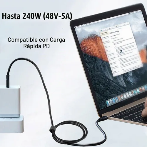 Vista 3 de Pocxwa - Cable de video USB-C a USB-C 3.2 Gen 2x2, cable de carga USBC de 240 W de 5 pies