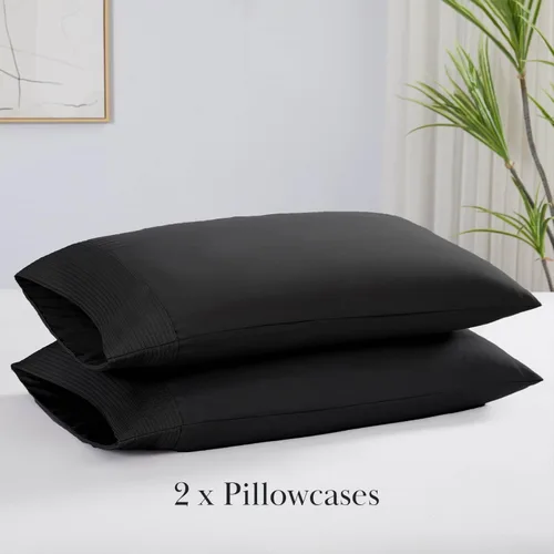 Vista 5 de Southshore Fine Linens® - Vilano® Springs - Par de fundas de almohada plisadas, color negro, estándar (Queen)