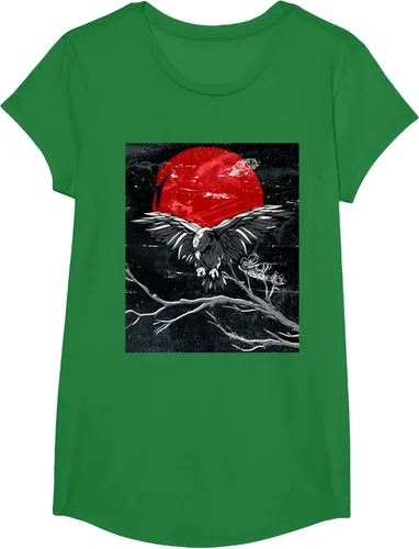 Vista 78 de Red Moon Raven - Camiseta japonesa de cuervo negro, Negro, S