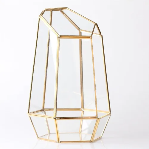 Vista 6 de Terrario geométrico alto de vidrio, para suculentas, Moderno, Transparente Irregular Terrarium Planter - Home Fairy Garden Small Decorative
