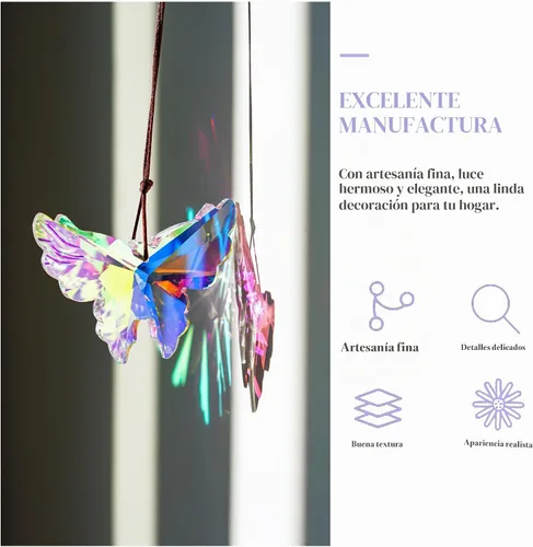 Vista 3 de 2.992 in AB Crystal Butterfly Prism Suncatcher Window Hanging Decor Mariposa