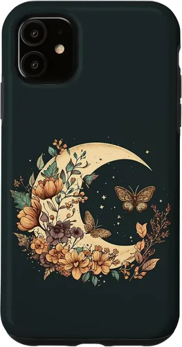 Vista 5 de Funda bohemia con diseño de luna creciente y mariposa para iPhone 15