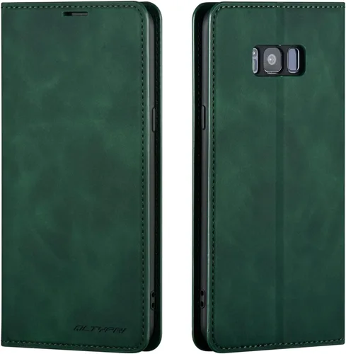 Vista 23 de QLTYPRI Funda para Samsung Galaxy S8, funda de piel sintética premium TPU parachoques con tarjetero Kickstand adsorción magnética oculta a prueba