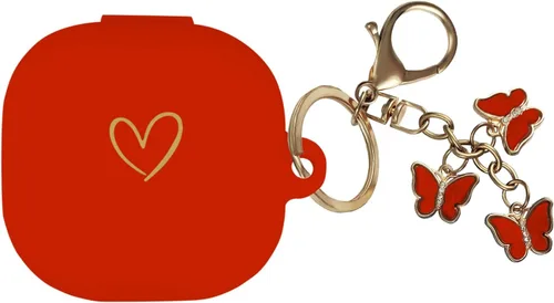 Vista 11 de Compatible con Samsung Galaxy Buds FE/Buds 2 / Buds Pro/Buds Live/Buds 2 Pro, funda de silicona suave con patrón de corazón dorado con bonito Negro