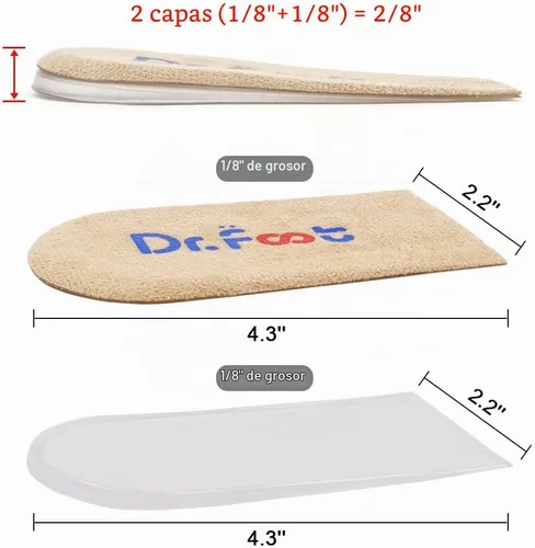 Vista 5 de Dr.Foot - Insertos ortopédicos ajustables para levantamiento de talón, plantilla de aumento de altura para discrepancias de longitud de piernas Beige