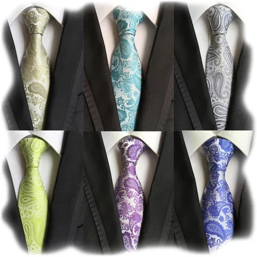 Vista 112 de WeiShang Lote de 6 corbatas clásicas de seda para hombre, corbatas tejidas jacquard
