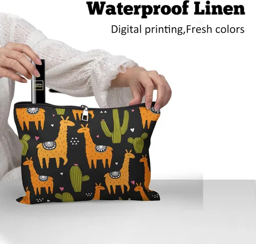 Vista 4 de Bolsa de maquillaje para mujer, Corazones de cactus de alpaca