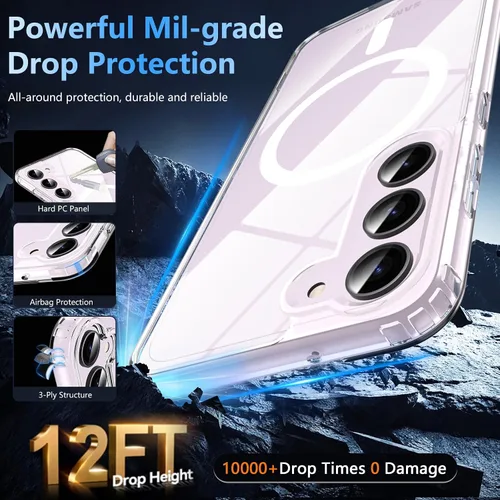 Vista 6 de Funda para Samsung Galaxy S23 con un 200% más fuerte magnético, funda para teléfono S23 con protector de pantalla, protección de grado militar