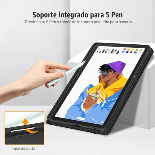 Vista 3 de Fintie Funda de visión multiángulo para Samsung Galaxy Tab S6 Lite de 10,4 pulgadas Soft TPU Back Cover, Front Card Pocket, Drop Proof, S Pen