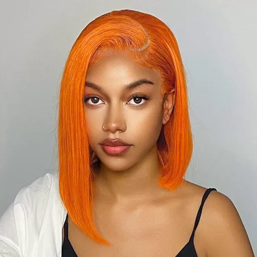 Vista 19 de Peluca Bob de pelo humano 13x4 encaje frontal HD estilo Bob corta y recta con parte lateral para mujeres negras, pelo humano prearrancado, sin De
