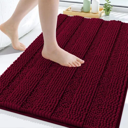 Vista 114 de Grandaily Alfombras de baño de felpilla a rayas de 24 x 16 pulgadas, extra gruesas y suaves, absorbentes, parte trasera de goma, alfombra de ducha