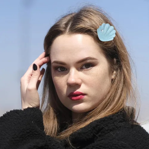 Vista 6 de Juego de pinzas para el cabello con perlas de concha de mar, disfraz de sirena artificial, horquilla de princesa para niñas y mujeres, accesorios
