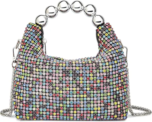 Vista 17 de Bolso de noche con diamantes brillantes para mujer, bolso de mano con diamantes de imitación para fiesta, baile de graduación, cóctel