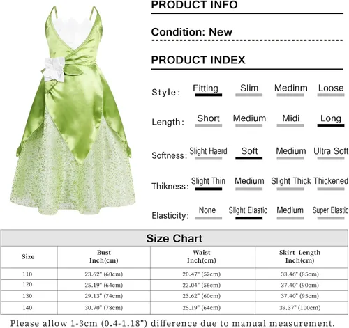 Vista 6 de Kantenia Girls Frog Princess Dresses Kids Halloween Costume Dress Up Birthday Party Outfits with CrownMagicWand 2-10Y