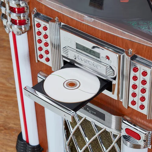 Vista 4 de Arkrocket Taurus II Jukebox Centro de entretenimiento de tamaño mediano Reproductor de discos de vinilo Bluetooth, tocadiscos Reproductor de CD