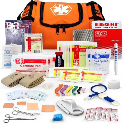 Vista 8 de Ever Ready First Aid EMS First Responder Kit de primeros auxilios para trauma completamente abastecido - Rojo