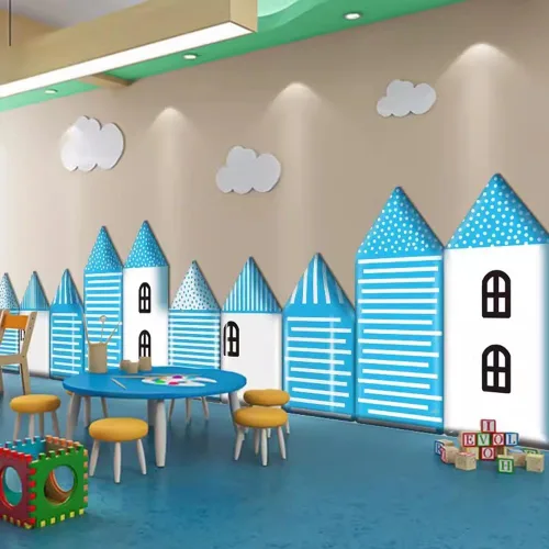 Vista 2 de Paneles de pared 3D, cabecera empalmada de bricolaje, adhesivo de pared suave anticolisión, acolchado de pared autoadhesivo, para decoración