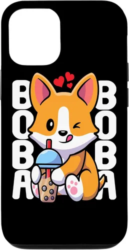 Vista 26 de Funda Kawaii con diseño de corazón de té de burbujas para iPhone 16 Kawaii Boba Dog Corgi Tea Drink