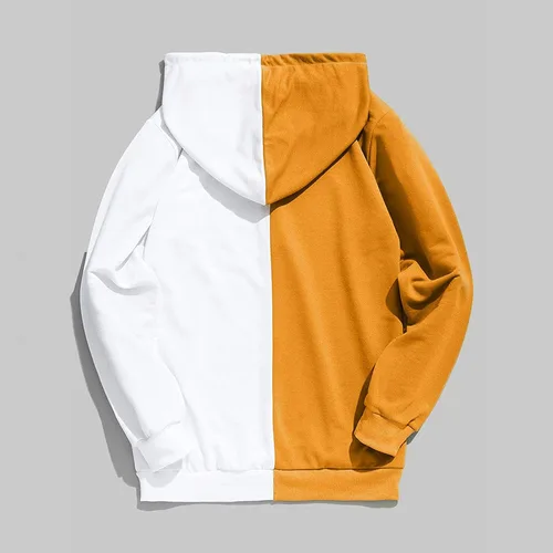 Vista 4 de Muscularfit Sudaderas con capucha para hombre, de manga larga, con bloques de color, con capucha y cuello redondo, con cordón