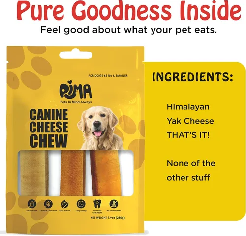 Vista 7 de PIMA - Masticables de queso canino, masticables naturales de yak para perros de 65 libras o menos, sin lactosa, de larga duración con proteínas