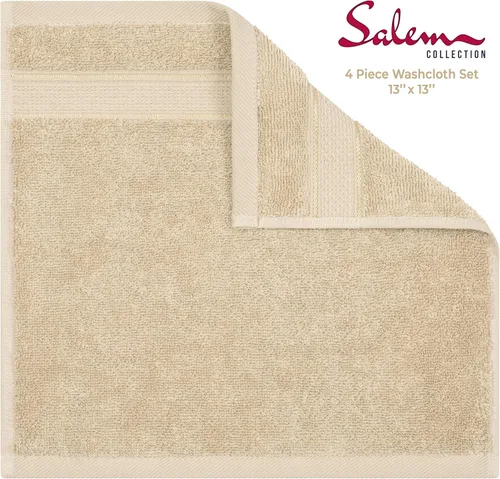 Vista 3 de American Soft Linen - Juego de toallas de mano Salem, 4 unidades de lujo de 600 GSM, 100 % algodón para baño, toallas de 13 x 13 pulgadas de mano
