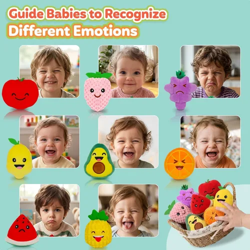 Vista 4 de Juguetes sensoriales para niños, paquete de 8 mini frutas de peluche suave para niñas o niños como decoraciones de fiesta, juguetes de simulación