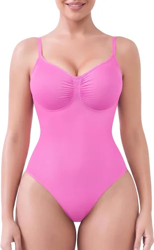 Vista 11 de SHAPERX Body de tanga con control de abdomen para mujer, sin costuras, cintura Tanga beige.