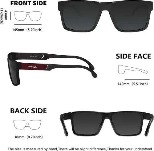 Vista 4 de MAXJULI Sports Polarized Sunglasses for Big Heads Men Women Rectangular Square Frame Glasses 82098210