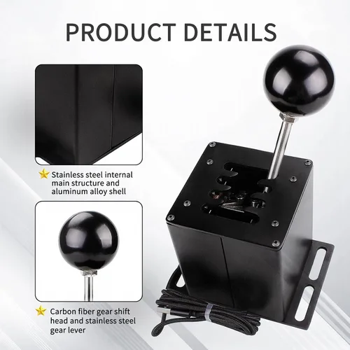Vista 3 de RASTP PC USB Simulator Shifter, Compatible with Logitech G29 G27 G25 G920 Thrustmaster T300RSGT Steering Wheel Sequential H Gear Shifter Compatible