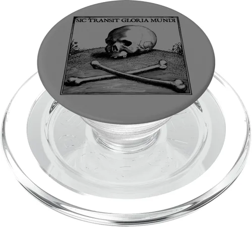 Vista 7 de Sic Transit Gloria Mundi Motto Gothic Skull Death Symbol PopSockets Adhesive PopGrip