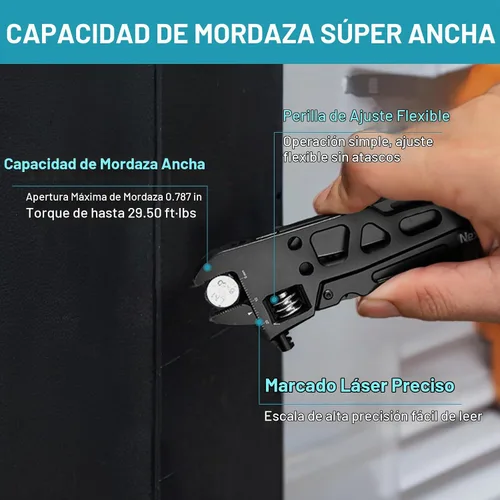 Vista 2 de NexTool Llave multiherramienta ajustable, multiherramienta 9 en 1 con alicates multiherramienta, llave ajustable, cuchillo de bolsillo