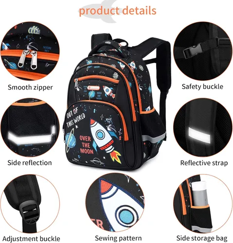Vista 6 de Mochila infantil para niños de primaria kínder, preescolar, 16 pulgadas, multifuncional, bonita gran capacidad