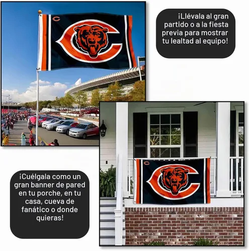 Vista 4 de Bandera y Banderín de Logos de Chicago Bears