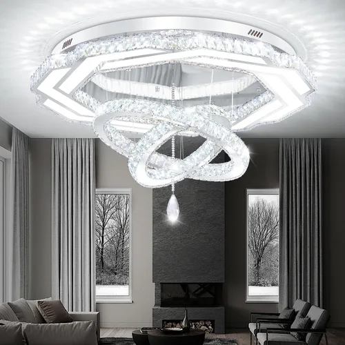 Vista 27 de Flashing God Candelabros de cristal modernos de 12 pulgadas, lámpara de techo de montaje empotrado, mini lámpara LED regulable para pasillo, lámpara