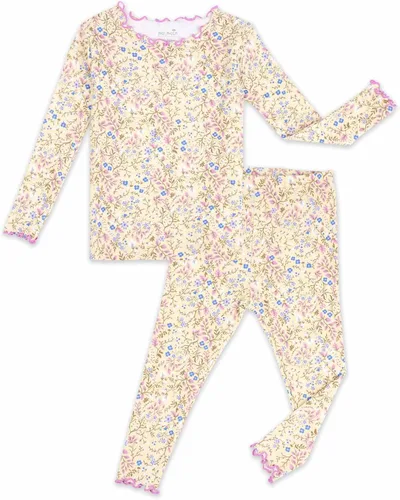 Vista 20 de moimoln 6M-8Y Pijama floral para bebé y niña pequeña, suave, modal, algodón, transpirable, ajustado, manga larga, conjunto de ropa de dormir A_baya