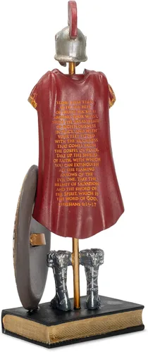 Vista 6 de Dicksons Armor of God - Figura de mesa de soldado romano de 9 x 5 pulgadas, resinstone roja