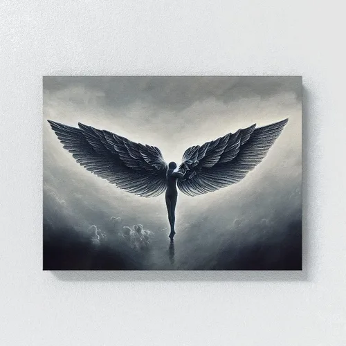 Vista 4 de Sense Canvas Arte en lienzo con diseño de alas de ángel y cielo 1, decoración del hogar, póster pequeño de 16 x 12 pulgadas / 0.75 pulgadas