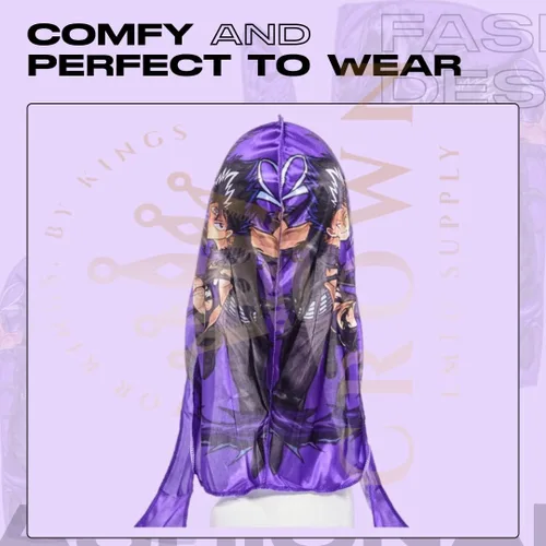 Vista 68 de Art Silky Durag con colas largas y anchas, durags de tela de seda suave satinada para mayor comodidad y compresión