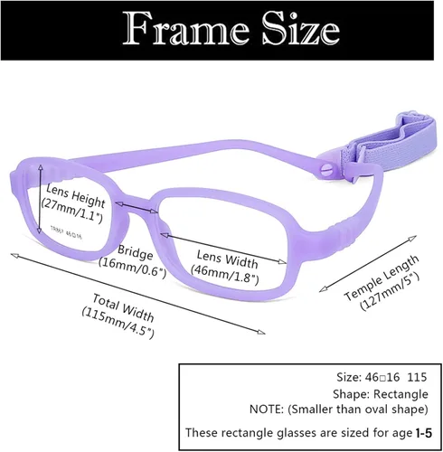 Vista 4 de AQWANO Children Optical Glasses Frame tr90 Flexible Bendable One-piece Safe Eyeglasses Girls Boy