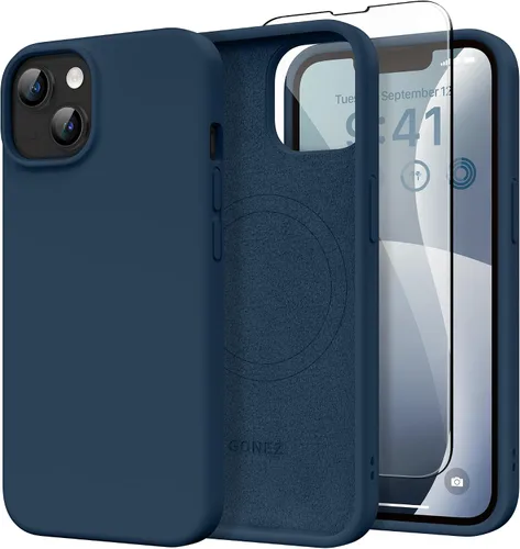 Vista 267 de GONEZ Funda magnética para iPhone 14, compatible con Magsafe, con protector de pantalla + protector de cámara, forro de microfibra antiarañazos