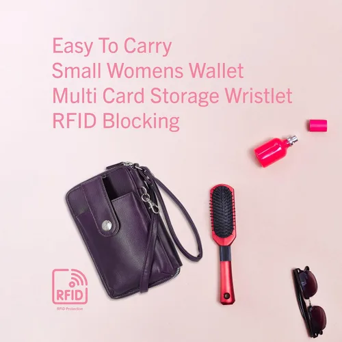 Vista 4 de Mundi Jacqui Cartera cruzada RFID para mujer, bolso de viaje pequeño de cuero vegano con soporte para teléfono, organizador compacto con ranuras