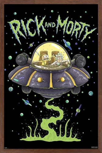 Vista 18 de Trends International Rick And Morty - Póster de pared de barco, 14.725 x 22.375 pulgadas, versión enmarcada de madera de granero