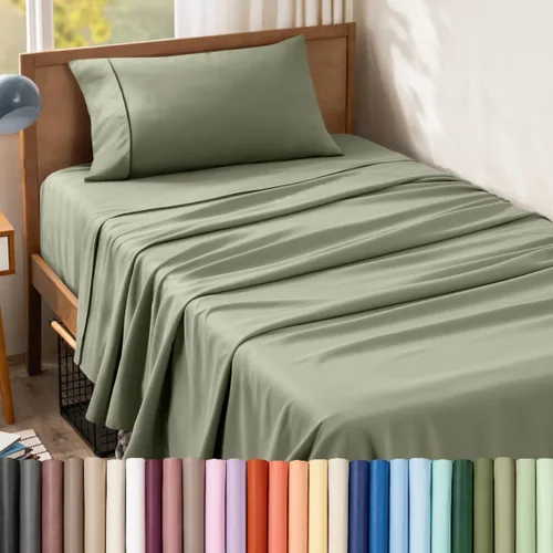 Vista 97 de Bare Home Juego de Sábanas Twin - Sábanas de Cama de Microfibra Ultra-Suave 1800 - Doble Cepillado - Bolsillos Profundos - Ajuste Fácil - Extra