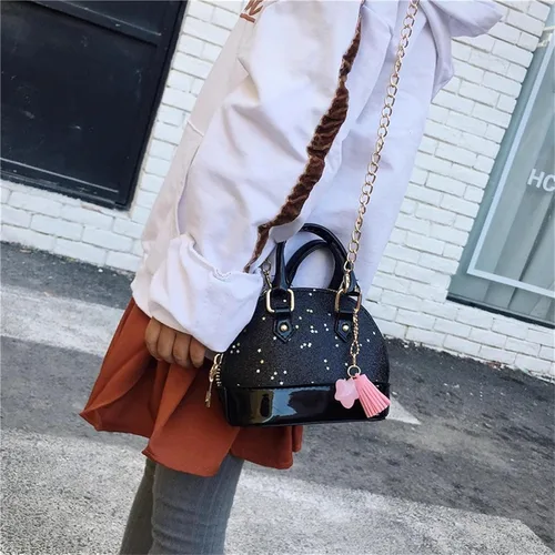 Vista 4 de Bolsos de princesa para niñas pequeñas, bolsa cruzada, cartera con forma de concha, bolsos para niños pequeños