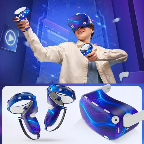 Vista 5 de Accessories for Oculus Quest 2All in One VR Headset Silicone Face CoverVR Shell CoverQuest 2 Touch Controller Grip CoverProtective Lens
