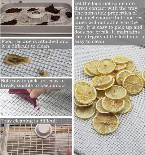 Vista 7 de Hoja deshidratadora de silicona compatible con Excalibur Digital Dehydrator DH06SCSS13 DH06SSSS13 - Paquete de 6 forros antiadherentes reutilizables