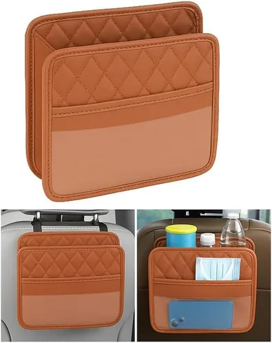 Vista 9 de Mandark Organizador de respaldo de asiento de automóvil, cuero PU, bolsillo de almacenamiento colgante para asiento trasero del vehículo, accesorios