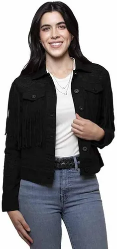 Vista 3 de Scully Chaqueta con flecos para mujer color blanco hueso HC687