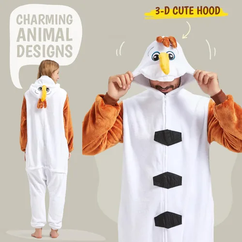 Vista 3 de Pijama de animal para adultos, disfraces de Halloween para mujeres, hombres, parejas, pijamas de Halloween, cosplay, mameluco de animales