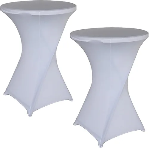 Vista 13 de Jeloris Paquete de 2 manteles redondos de elastano elástico de elastano de 32 x 43 pulgadas, color negro, para bodas, banquetes, eventos, fiestas